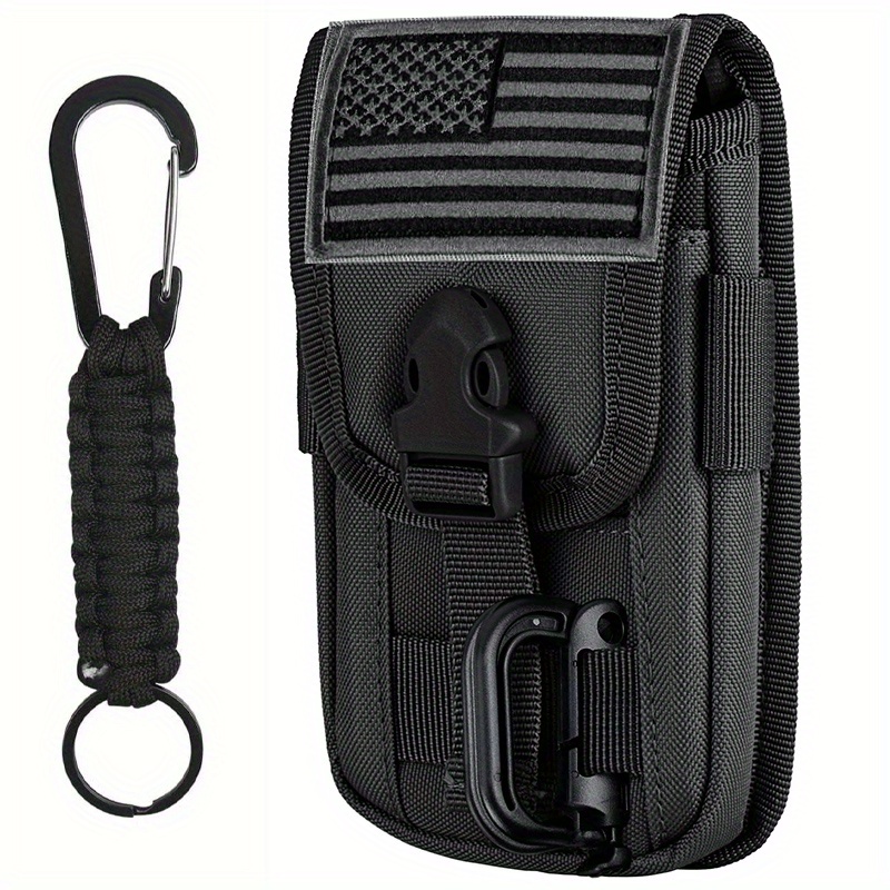 

Tactical Phone Holder Pouch With D-ring Carabiner, Military Molle Waist Belt Holster With Flag Patch, Fits 4.7"-6.9" Smartphones, Outdoor Gear Edc Card Case