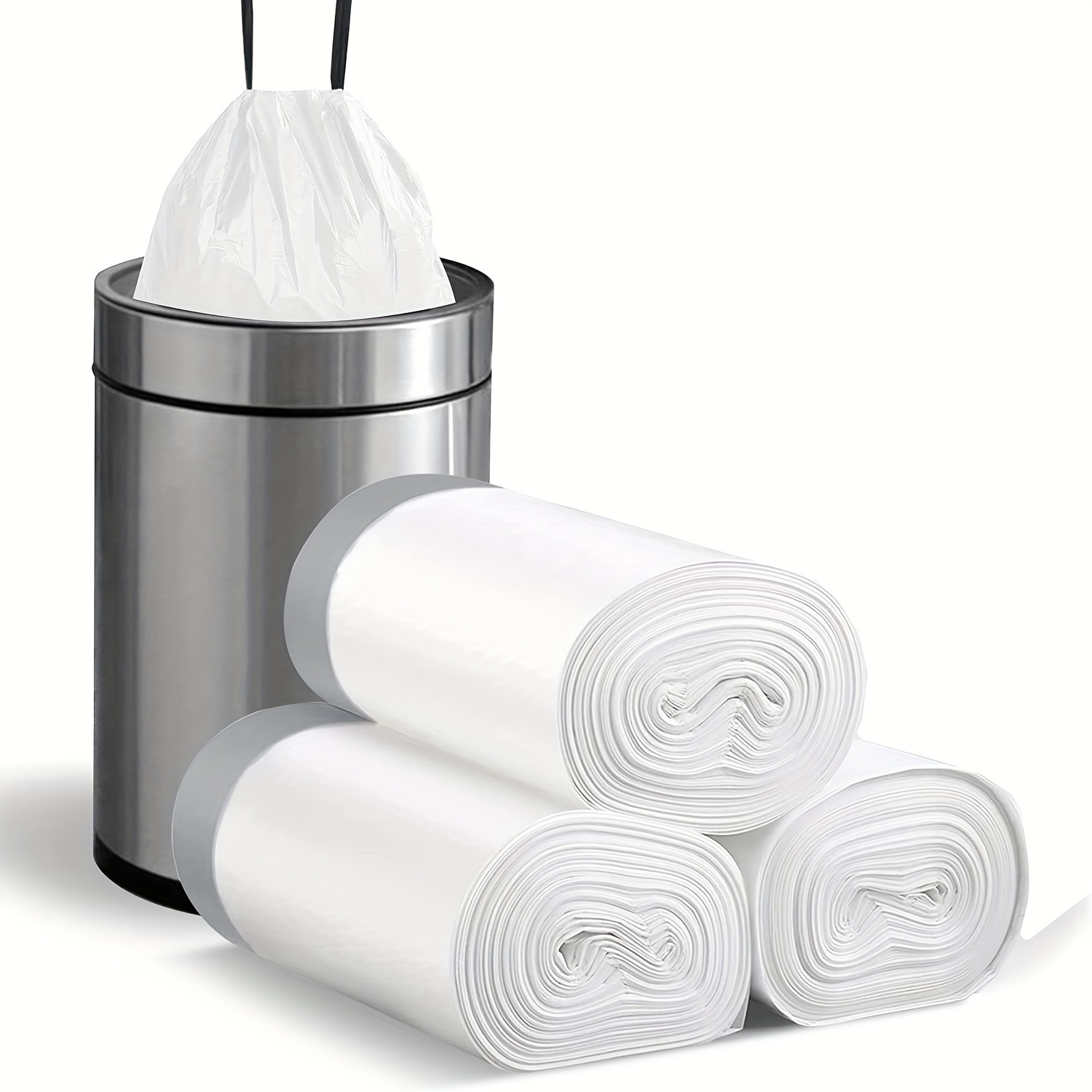 

3 Rolls, 45pcs/roll, Small Drawstring Trash Bags 4 Gallon, Plastic Garbage Can Trash Can Liners 15-liter For Bathroom Restroom Bedroom Office Toilet