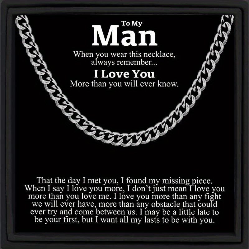 

To My Husband" To My Boyfriend" "to My Man" Silver Stainless Steel Cuban Chain, Valentine's Day Gift