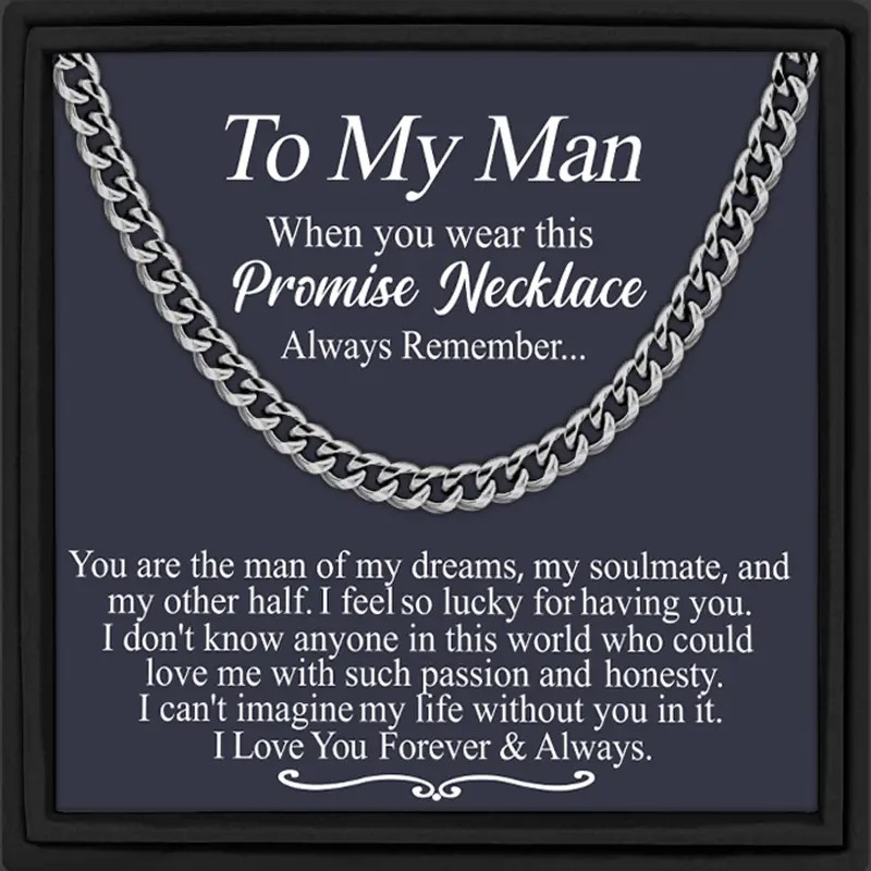 

To My Man When You Wear This Promise Necklace For Your Boyfriend Or Husband Cuba Link Chain Necklace Valentine's Day Gift Birthday Gift Anniversary Gift