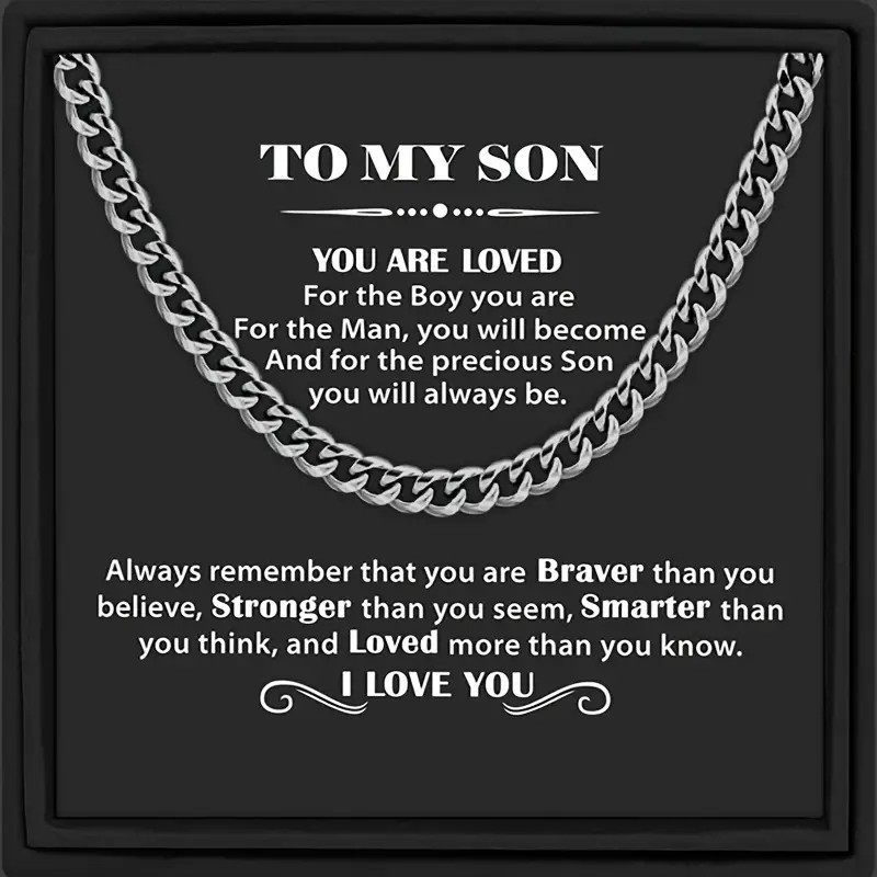 

Boys Casual Trendy Vintage Classic Chain Stainless Steel Necklace Decorative Accessories Holiday Gift To My Son