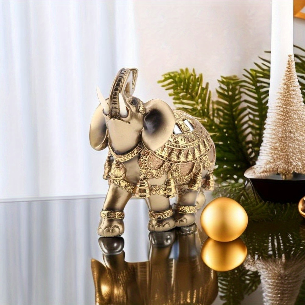 

Feng Shui Elephant Statue Golden Collectible Wealth Figurine Perfect For Home Office Decoration Gift (large)