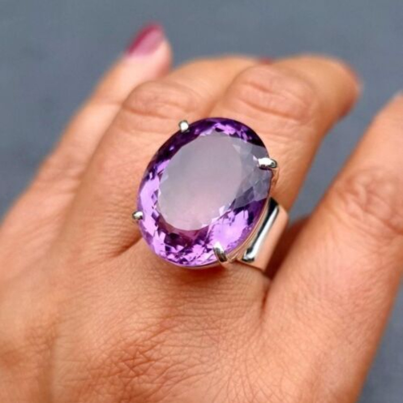 

Elegant Vintage Amethyst Ring For Women, Fashion Engagement & Wedding Band, Ideal For Anniversary & Birthday Gift, Party & Evening Wear, Vacation & Minimalist Style