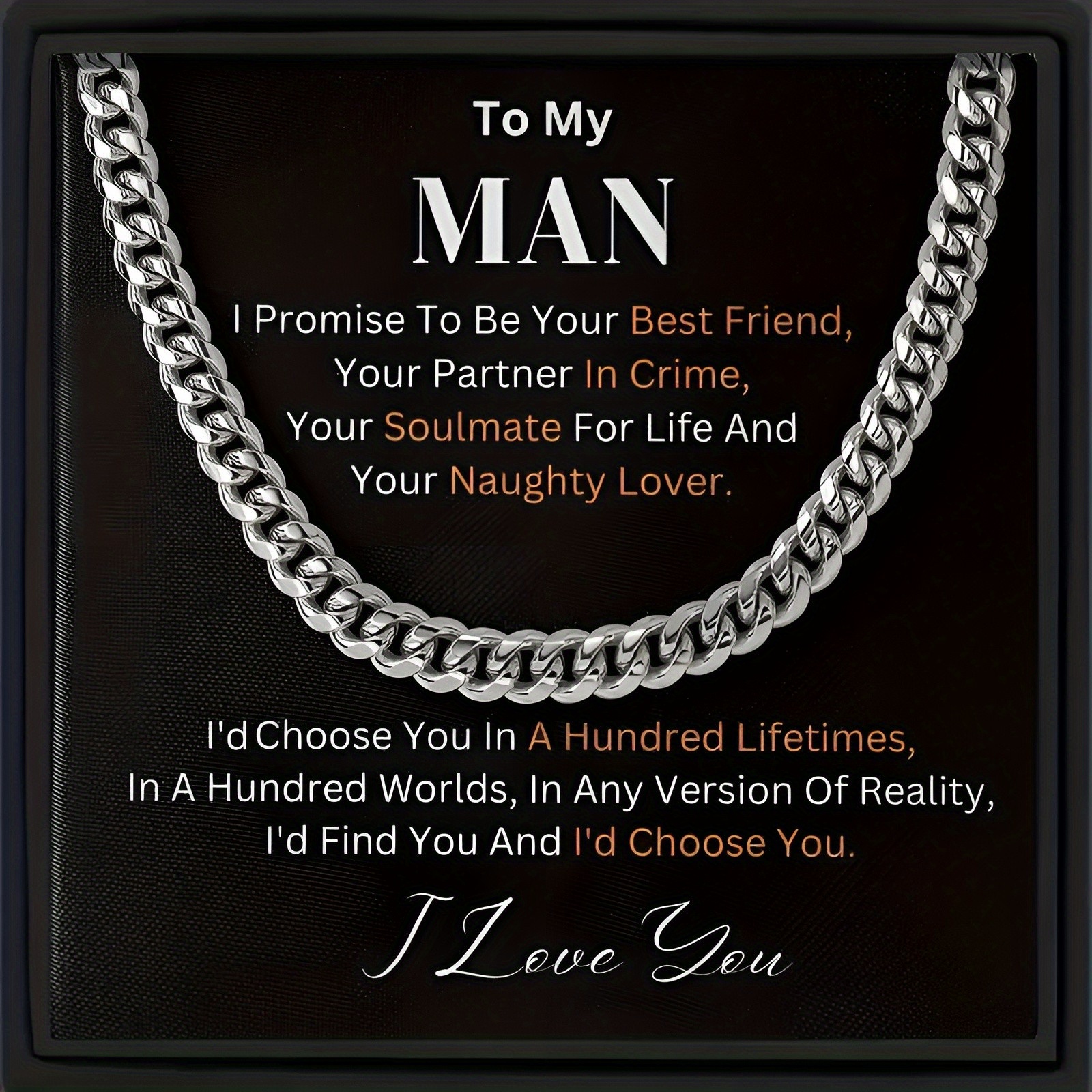 

To When You Wear This Promise Necklace For Your Boyfriend Or Husband Cuba Link Chain Necklace Valentine's Day Gift Birthday Gift Anniversary Gift With Card Gift Box