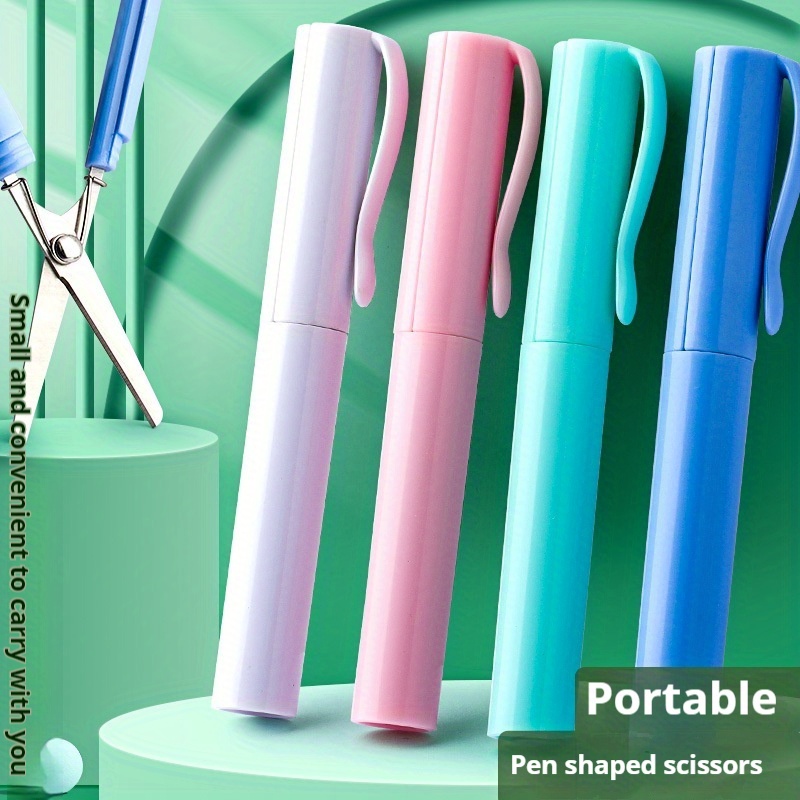 

1pc Compact Folding Scissors - Portable, Multi-use, Easy-to-store - Ideal For Crafts & School Projects - In Pink, White, Blue, Green