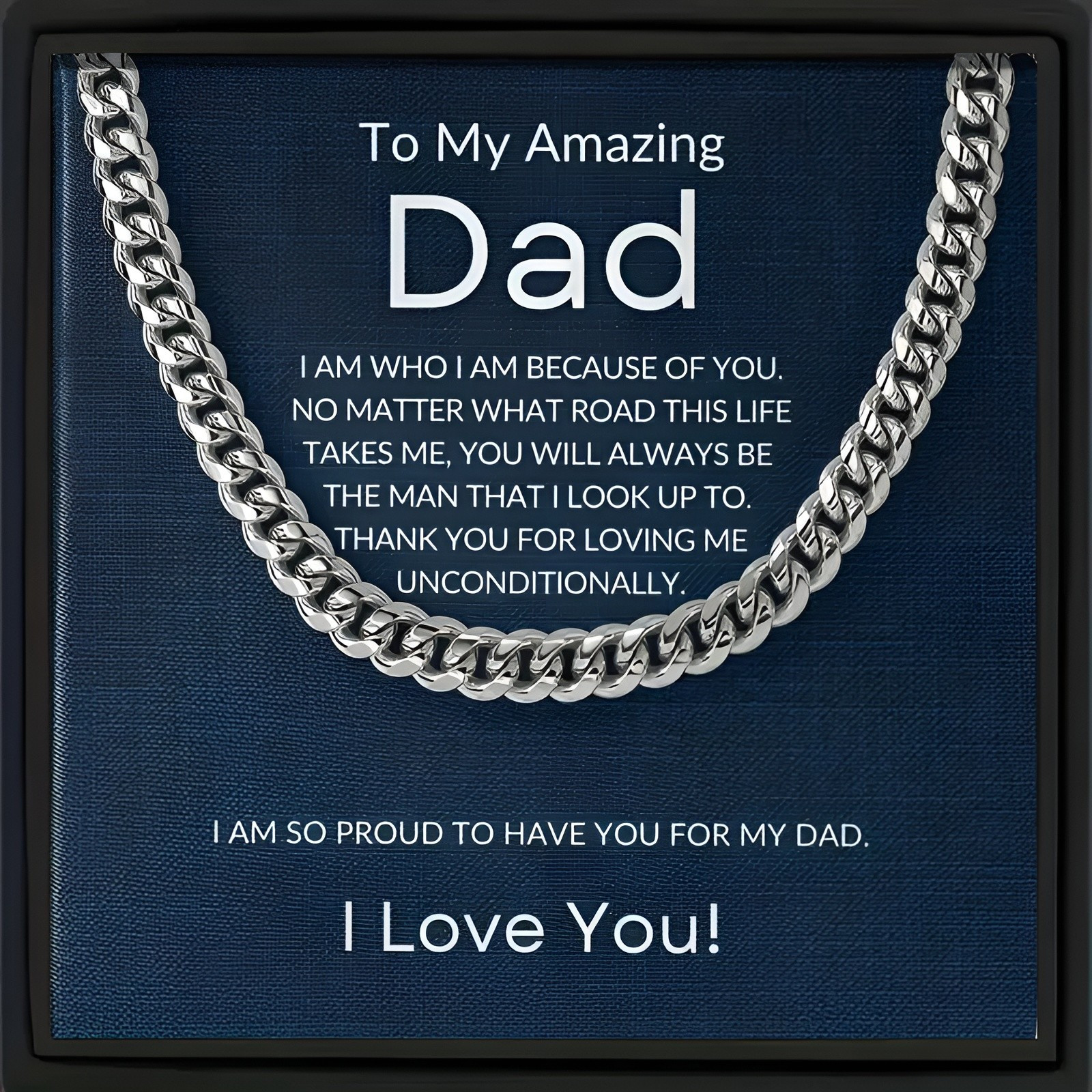 

Father's Day Gift For Dad, 1pc Silver Cuban Necklace Statement Simple Cuban Necklace From Daughter, Son, Wife, Unique, High Quality Material Exquisite Design Gift For Him Card Gift Box