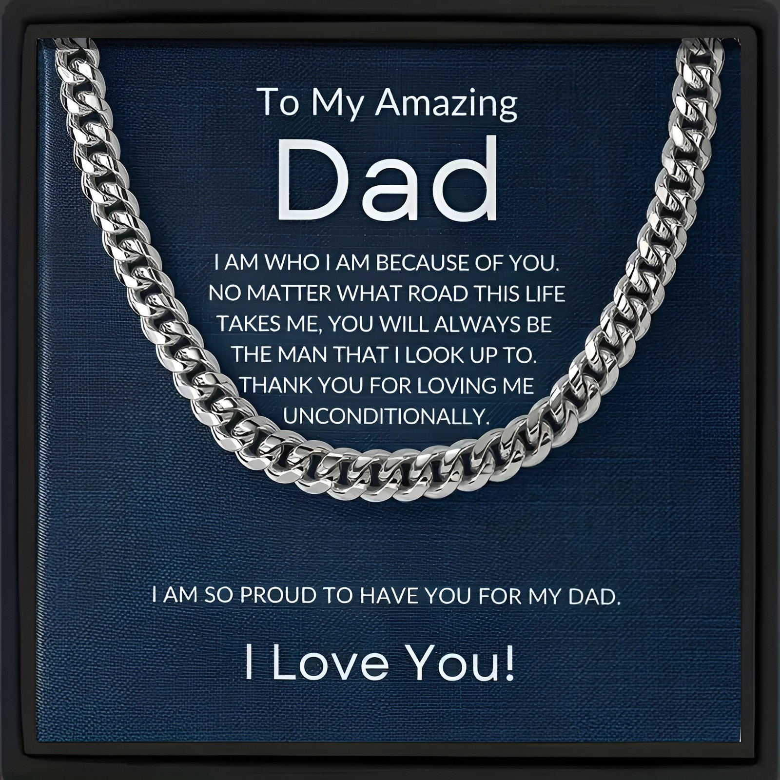 

Father's Day Gift For Dad, 1pc Silvery Cuban Necklace Simple Cuban Necklace From Daughter, Son, Wife, Unique, High Quality Material Design Gift For Him Card Gift Box