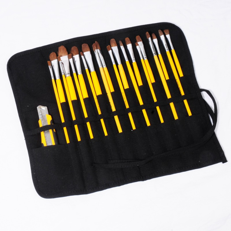 

Deluxe Black Canvas Art Brush Organizer - 22-slot Roll-up Storage Case For Acrylic, Oil & Watercolor Paintbrushes, Pencils & Tools