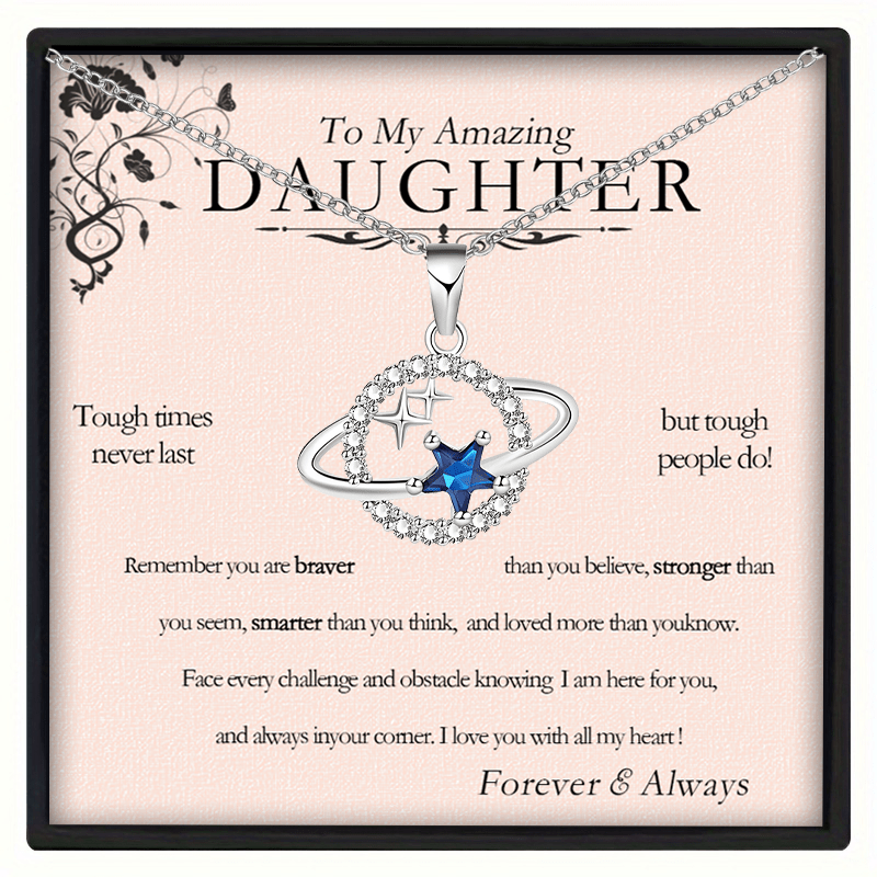 

Stylish And Elegant Star Pendant Necklace With Card Box Accessories For Her Daughter's Holiday Birthday Christmas Gift