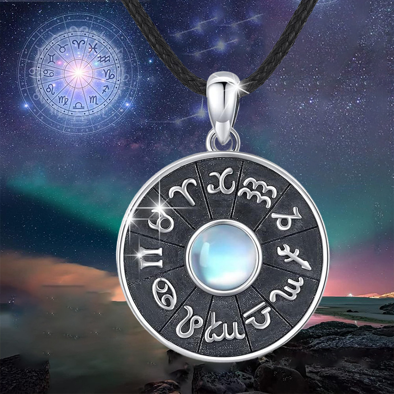 12 constellation zodiac pendant necklace blue gemstone Temu