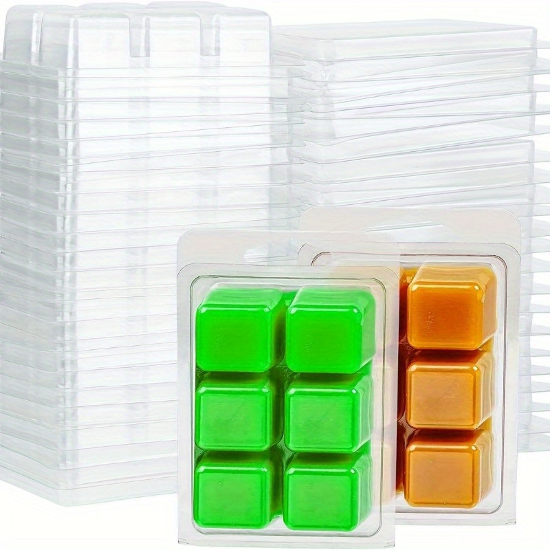 

10-pack Plastic Wax Melt Molds - Transparent 6-cavity Clamshell Cubes For Candle & Soap Making