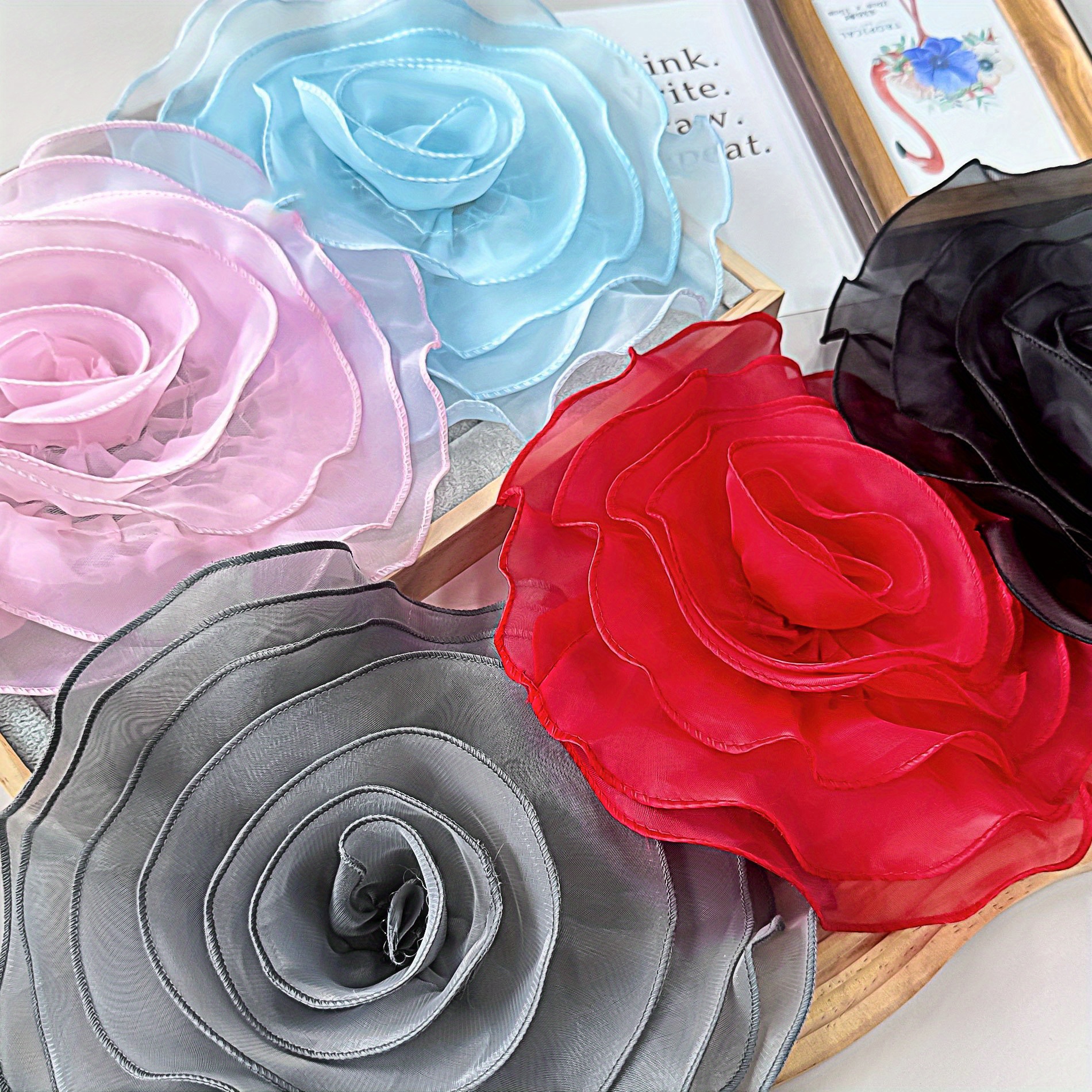 

1pc Elegant 3d Floral Applique Patch, Solid Color Embroidered Flower Decoration For Diy Dresses And Crafts