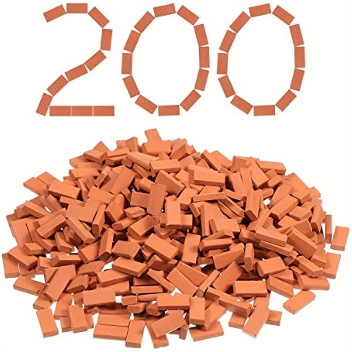 

200pcs 1:16 Mini Bricks For Landscaping Miniature Bricks Model, Brick Wall, Small Bricks, Realistic Fake Bricks, Mini Blocks For Dollhouse, Accessories, Gift