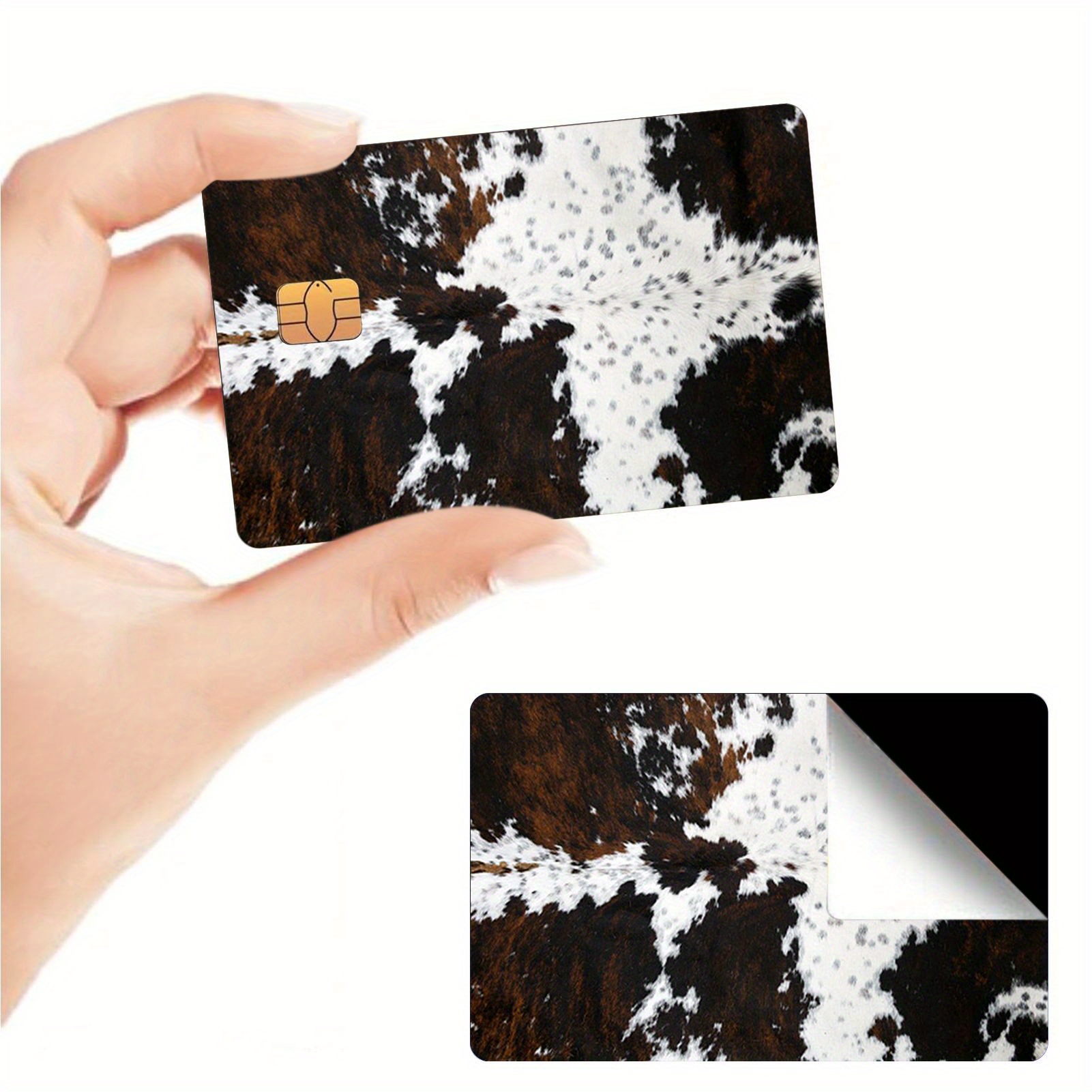 

2pcs Cowhide Pattern Pvc Card Stickers - Self-adhesive, Removable Decorative Covers For Credit, Key & Debit Cards