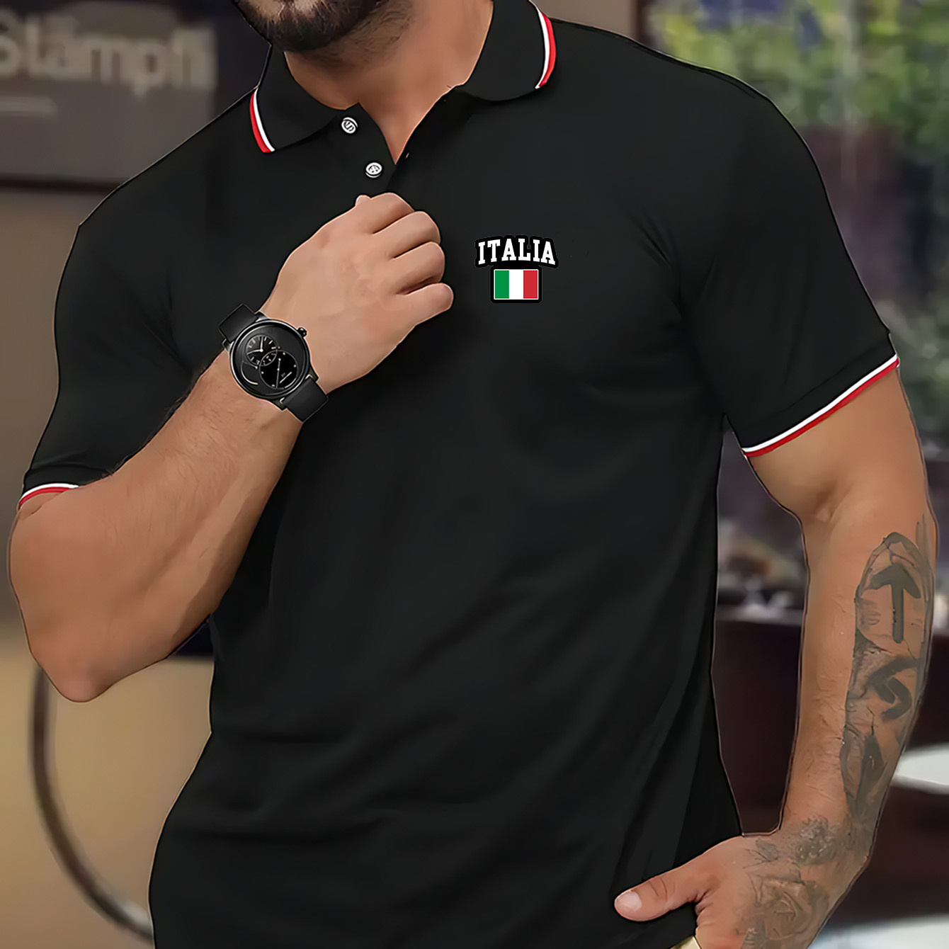 

Italy Flag Print Summer Men's Breathable Golf Short Sleeve Shirts Sports Top For Athletic Gym, For Bodybuilding Workout Running Training Men's Clothing