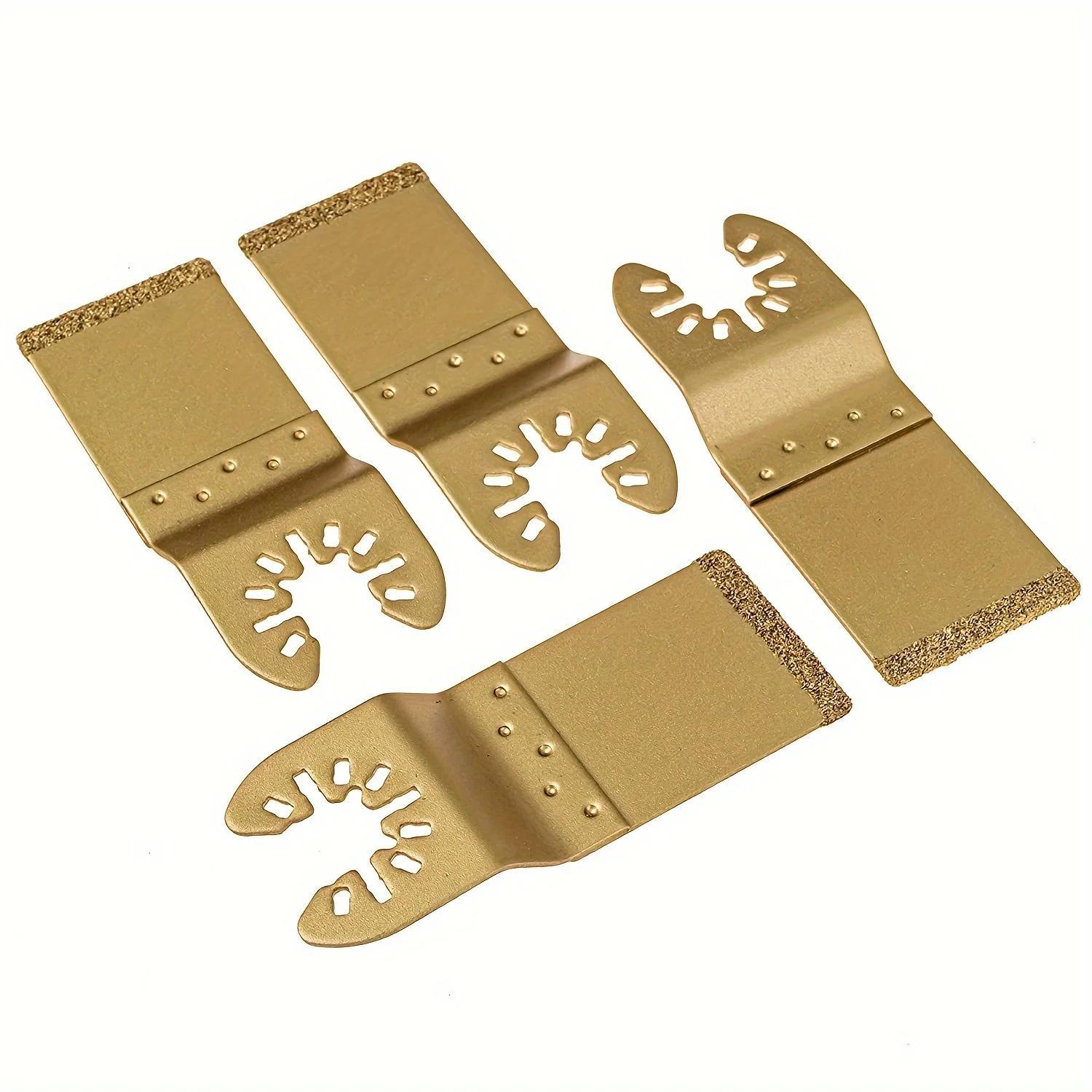 4pcs Diamond Oscillating Saw Blades, Carbide Multitool Blade Set For Tile Grout Mortar Concrete Masonry Removal, Grinding Cutting