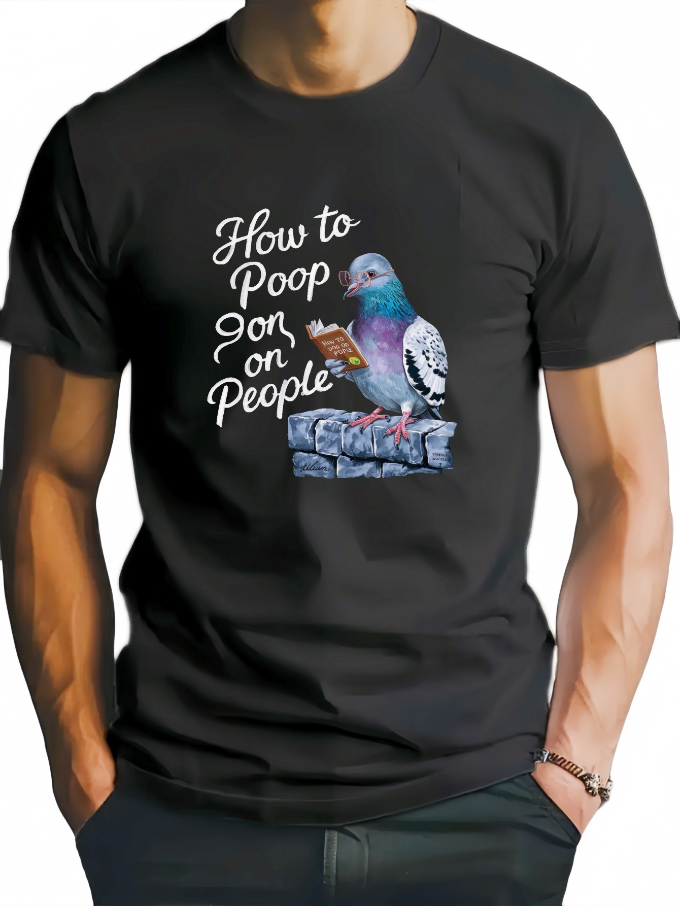 メンズ面白い鳩グラフィックtシャツ カジュ ーネック 短袖 幾何学デザイン 通気性ポリエステル生地 洗濯機可 夏に - Temu Japan, image size:800x1066