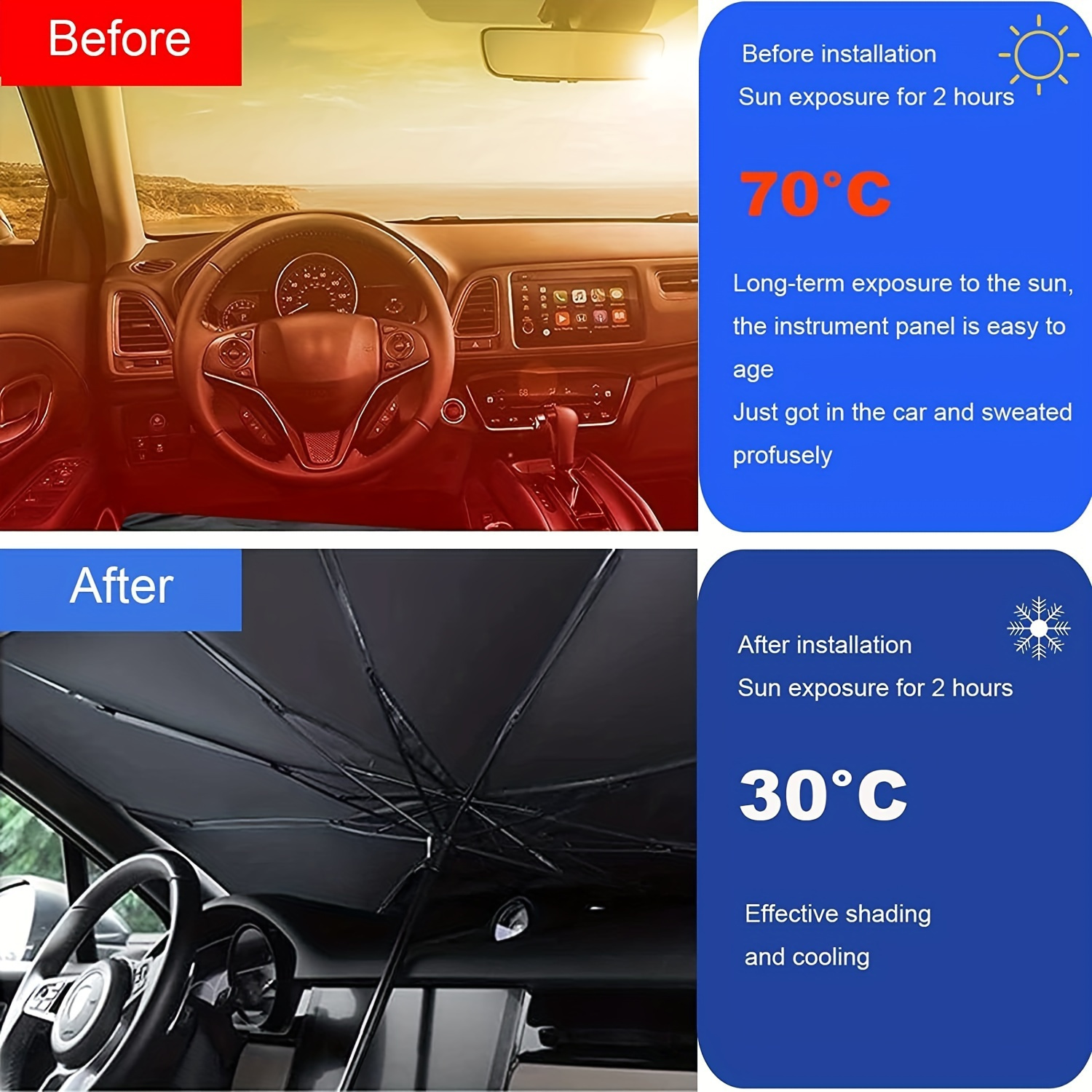 

Stay Cool In The Summer Heat: Foldable Car Sunshade For Windshield Protection