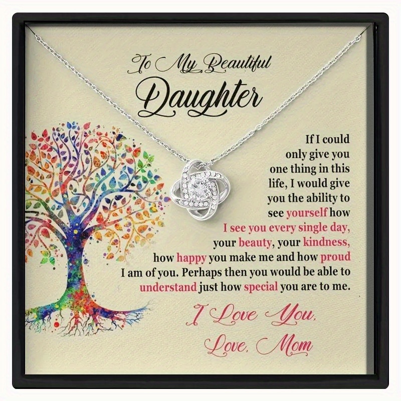

Creative Elegant Copper Pendant Necklace Box Card For Daughter Christmas Birthday Party Gift Holiday Gift