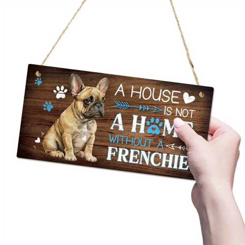 

1pc A House Is Not A Home Without A French Bulldog Pets Heart 7.8in/20cm Wooden Hanging Home Decoration, Tree Outdoor Decoration Pendant For Garden Party Supplies