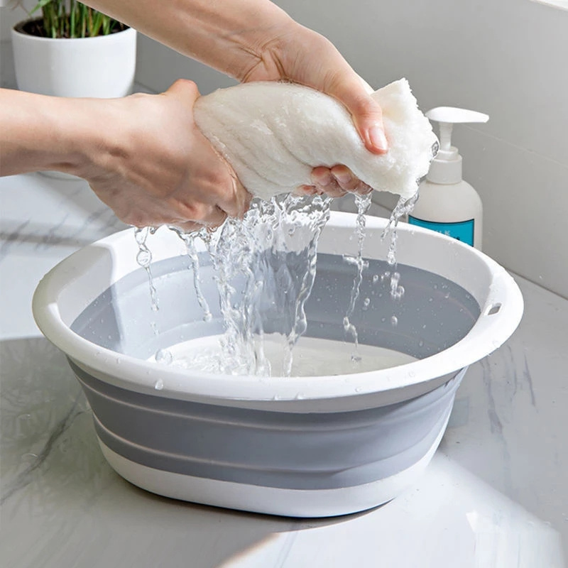 

Silicone Folding Wash Basin, Space-saving Portable Collapsible Cleaning Bucket, No Electricity Needed, Bathroom Accessories (1pc)