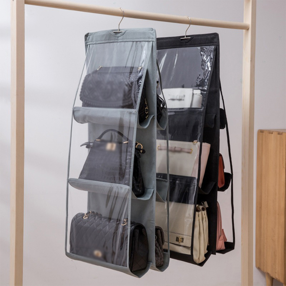 

Space-saving Multi-layer Handbag Organizer With 6/8 Pockets - Durable Oxford Cloth, Foldable Purse Storage Holder For Closet