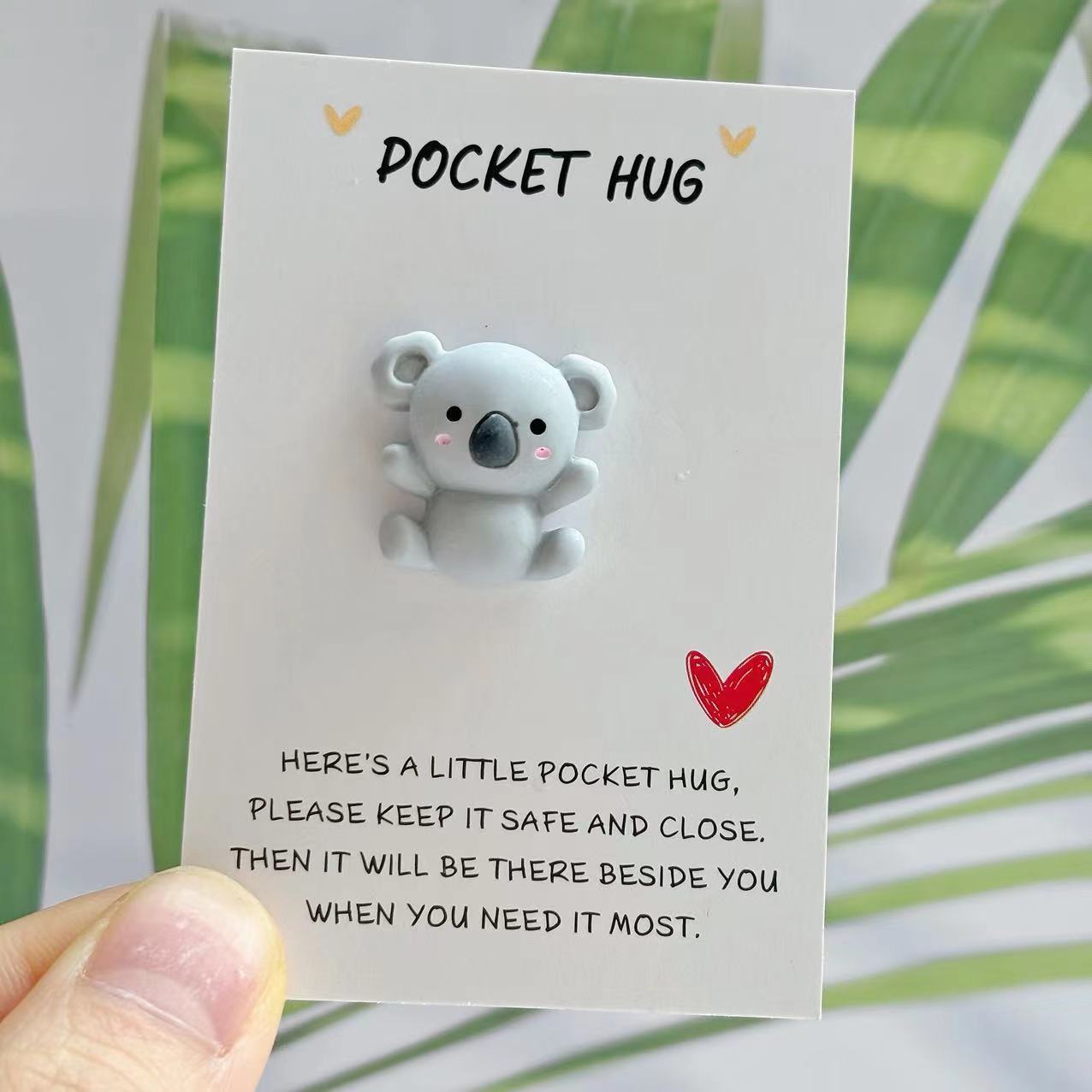 

Koala Pocket Hug Card - Birthdays, Weddings, Valentine's & Day | Unique Mini Resin Animal Decor With Encouragement Greeting | Ideal Gift For