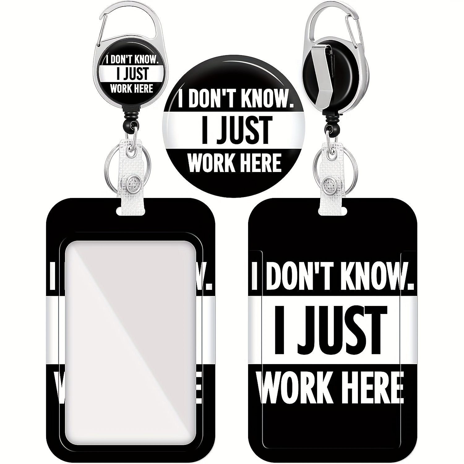 

2-pack Plastic Badge Holders With Retractable Reel And Humorous Quote, Heavy Duty Vertical Id Card Protectors, Essential For Office, Medical, Nursing, Teaching Staff