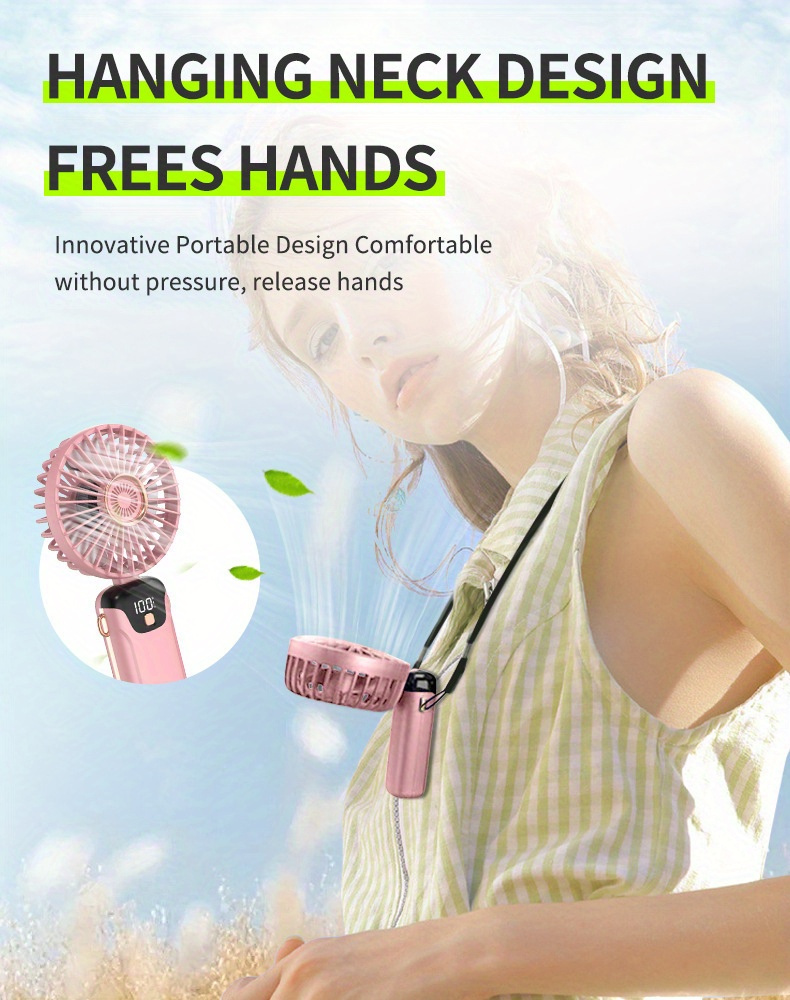 portable handheld usb fan with 5 speed settings foldable design for   ideal for indoor outdoor use details 0