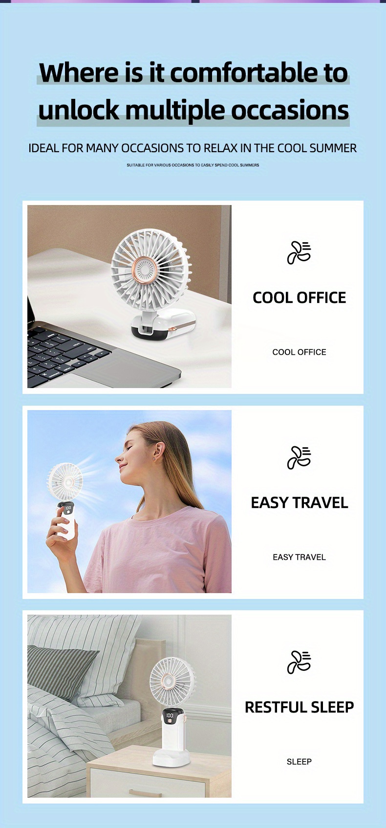 portable handheld usb fan with 5 speed settings foldable design for   ideal for indoor outdoor use details 11