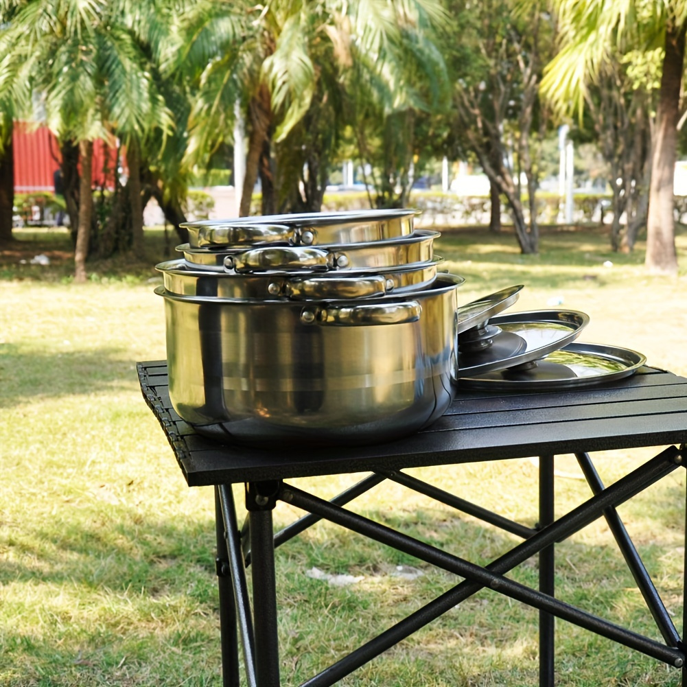 4pcs set stainless steel cookware set   thickened design with 4 pots matching lids versatile sizes   24 26cm ideal for camping outdoor cooking soup pots details 5