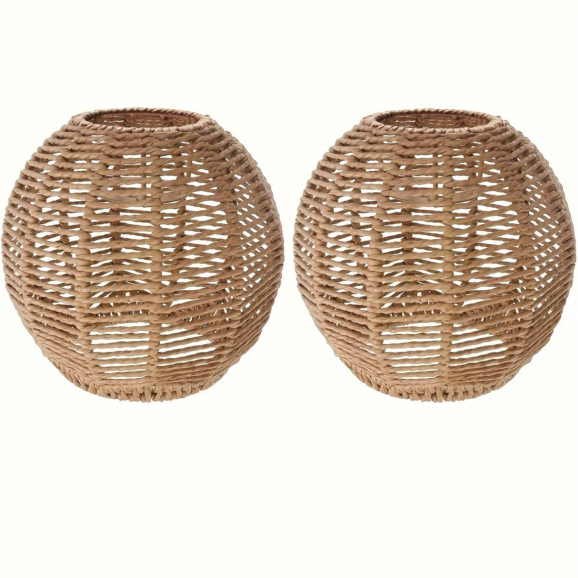 

2-pack Modern Rattan Pendant Lamp Shades - Woven Basket Chandelier Covers For Home, Cafe, And Teahouse Decor, 5.89"w X 5.51"h