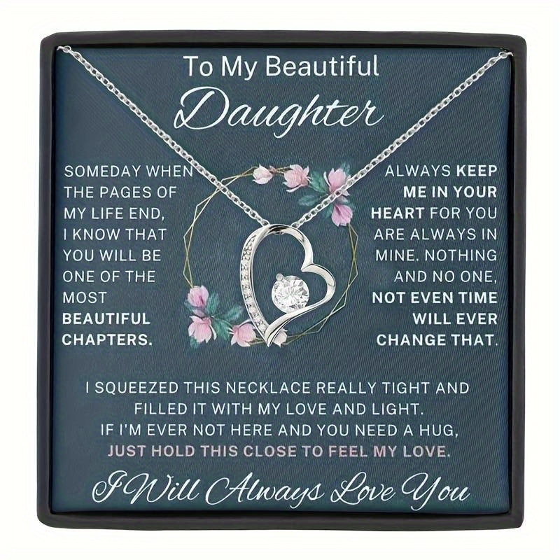 

Love Zirconia Pendant Necklace Gift Card Birthday Christmas Gift For Beautiful Daughter