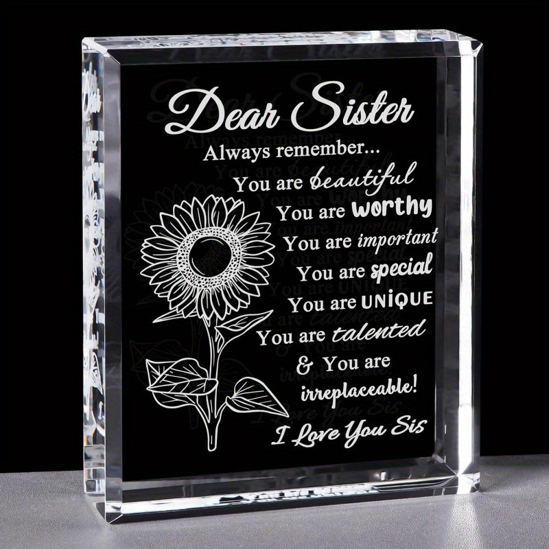 

Sister Birthday Gifts From Sister, Compliment Sister Gifts For Women, Sister Love Crystal Keepsake For Christmas