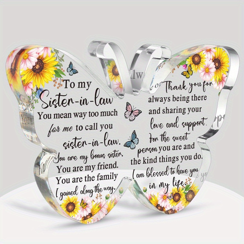 

Barydat Sister-in-law Gifts From Sister Christmas Gifts For Sister-in-law Butterfly Friendship Birthday Gift Thank You Gifts For Sister Acrylic Decorative Signs Plaques