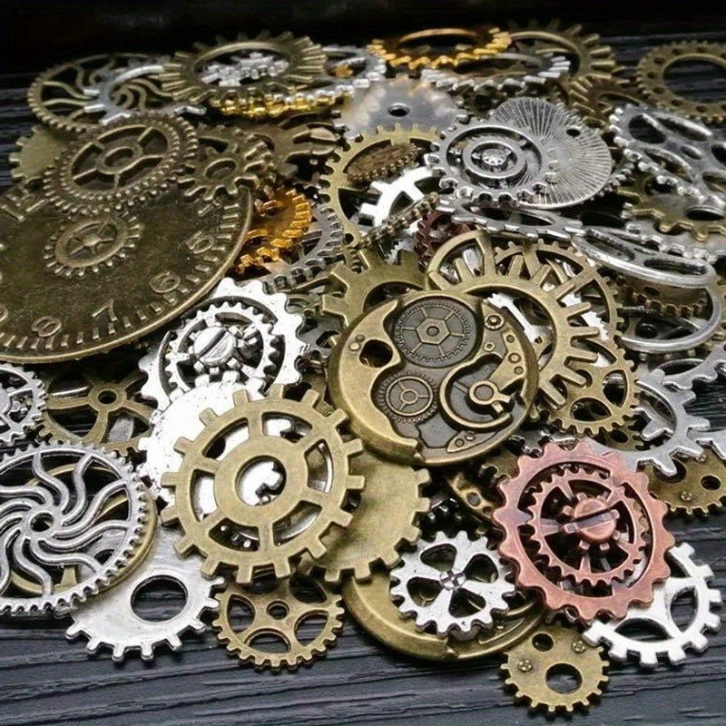 

1pack 100g/3.52oz, Vintage Steampunk Bronze Alloy Gears, Mixed Alloy Charms, Diy Craft Watch Parts, Cyber Punk Style Pendants For Jewelry Making, 1-2.5cm/0.39-0.98inch Length