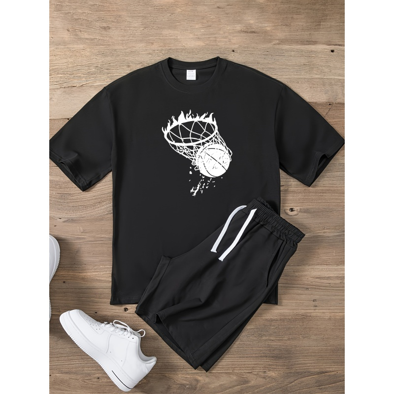 

Basketball Printed, Heavy Cotton Men's Round Neck Short Sleeved T-shirt, Casual, Comfortable And Lightweight Top