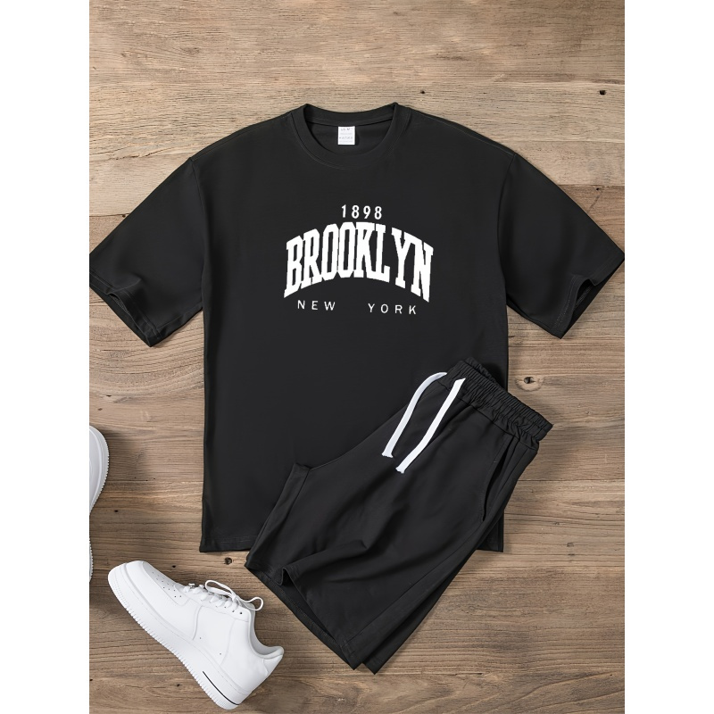 

White Letters Printed, Heavy Cotton Men's Round Neck Short Sleeved T-shirt, Casual, Comfortable And Lightweight Top
