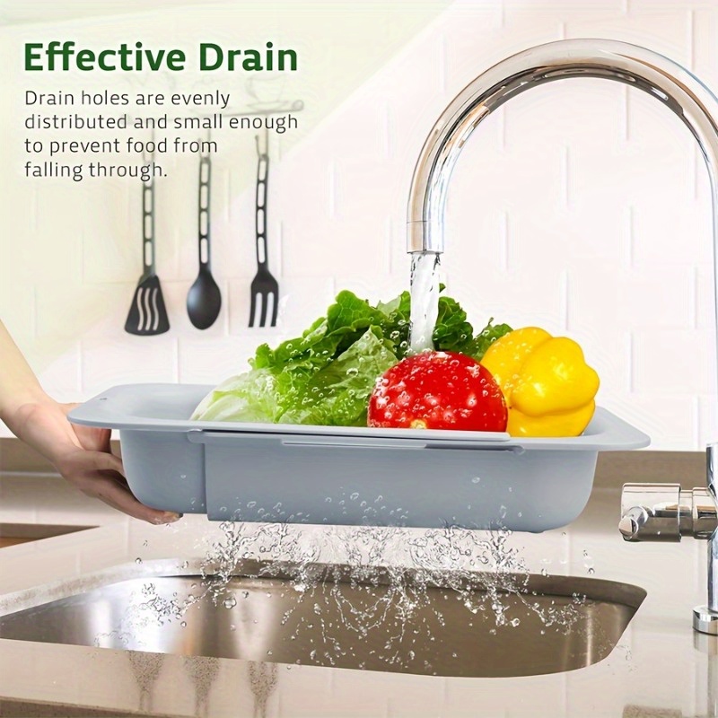 

Space-saving Extendable Sink Colander - , Dishwasher Safe Plastic Strainer Basket For Fruits & Vegetables