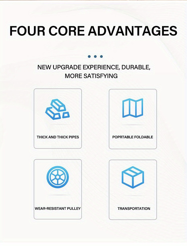 [Heavy-Duty Luggage Trolley] 130kg Max Load Heavy-Duty Folding Luggage Trolley, Metal & Silicone | Portable Shopping Cart Pulling Truck, 28mm Pipe Diameter, 160cm Stretch Length, with 3 Lashing Cords