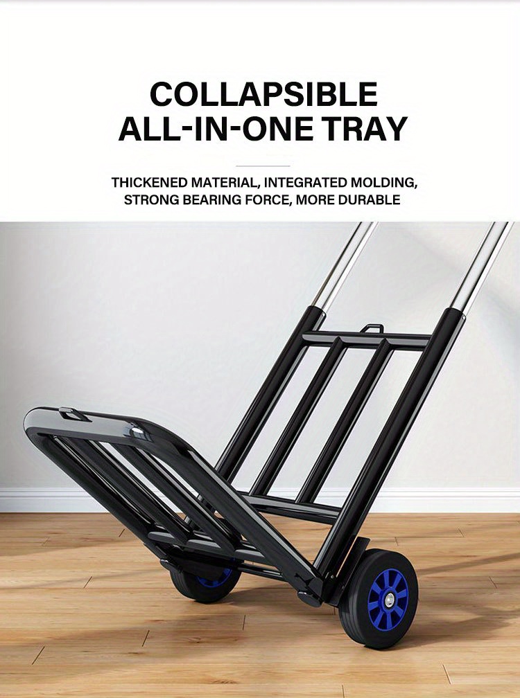 [Heavy-Duty Luggage Trolley] 130kg Max Load Heavy-Duty Folding Luggage Trolley, Metal & Silicone | Portable Shopping Cart Pulling Truck, 28mm Pipe Diameter, 160cm Stretch Length, with 3 Lashing Cords