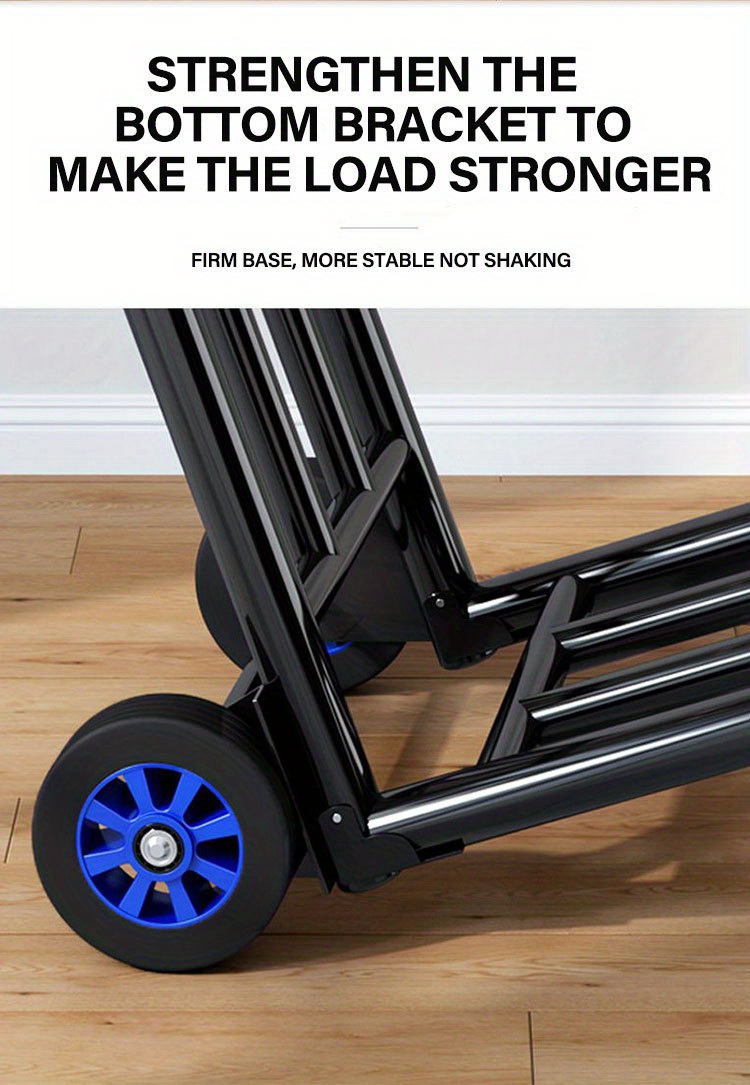 [Heavy-Duty Luggage Trolley] 130kg Max Load Heavy-Duty Folding Luggage Trolley, Metal & Silicone | Portable Shopping Cart Pulling Truck, 28mm Pipe Diameter, 160cm Stretch Length, with 3 Lashing Cords