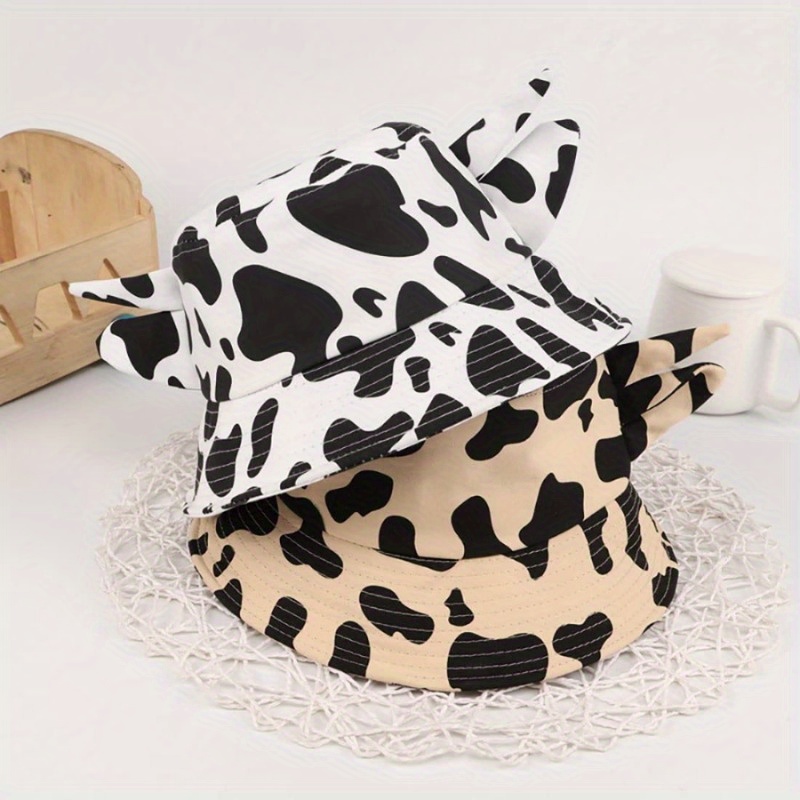 

Adorable 3d Cow Ears & Cow Print Bucket Hat, Double-sided Sun Hat For Casual Leisure Outdoor Sports, Halloween Cosplay Photo Prop, Larp Party Funny Supply, Stage Performance Accessory