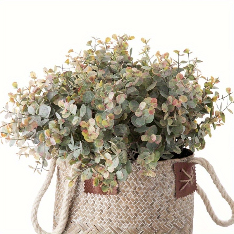 

12/24pcs Artificial Autumn Eucalyptus Stems - Decorative Branches For Weddings, Centerpieces, And Home Decor - Realistic Fake Leaves For Thanksgiving And Fall Decoration (vase Not Included)