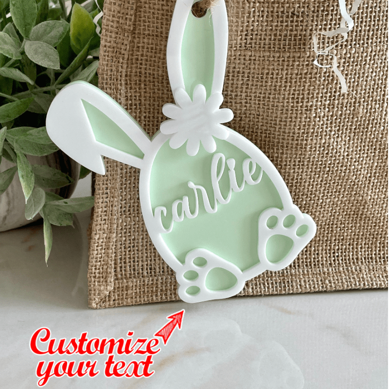 

1pc Acrylic Bunny Name Tag Keychain, Easter Basket Gift Tag, Ideal For Day, Father's Day, Valentine's Day - Perfect Gift For Best Friend