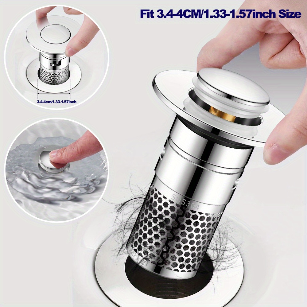 

1pc Stainless Steel Hair Catcher Floor Drain With Copper Core - Anti-clog, Sewer Filter For Home Bathroom Sink & Shower