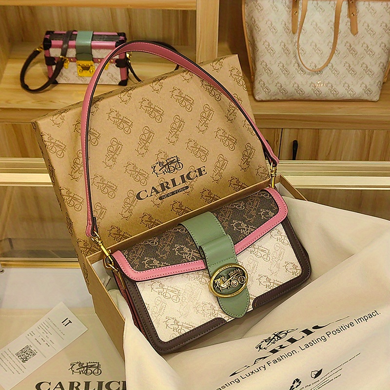 

Trendy Baguette Handbag, Contrast Color, Crossbody Shoulder Bag, Chic Spring & Summer Fashion Accessory