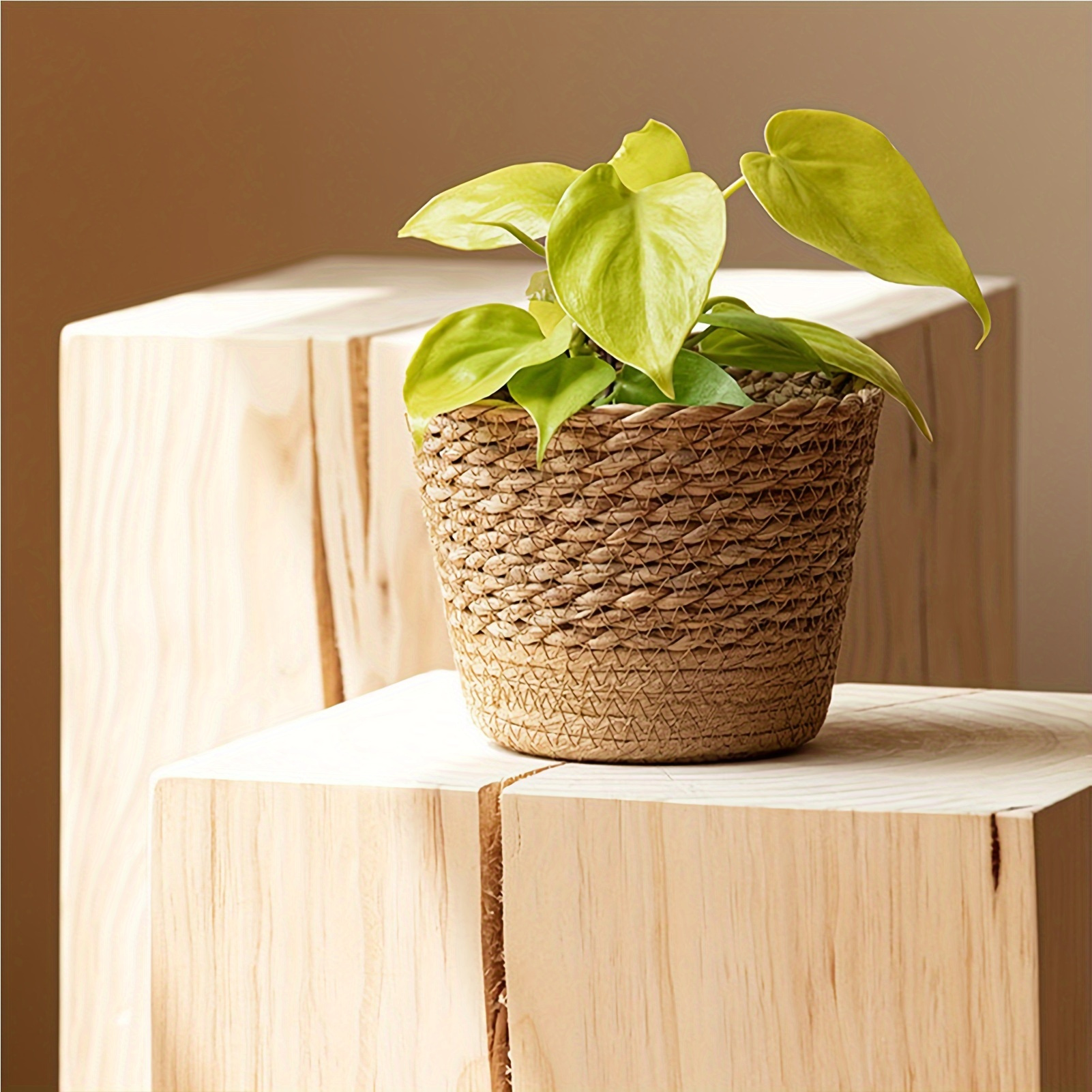 

Handcrafted Natural Woven Planter Basket - Versatile Garden Flower Pot For Living Room, Bedroom, Or Balcony Decor