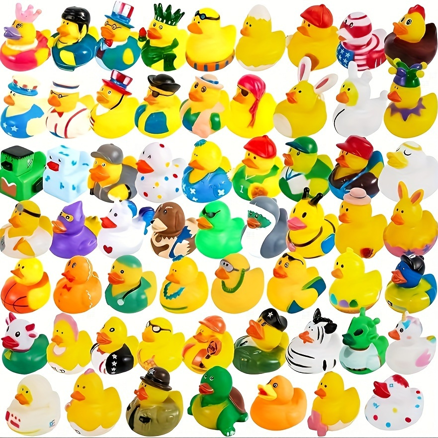 

12/24/48pcs Rubber Duck Toys, Random Color, Bath Shower, Summer Beach Swimming Pool Activities, Mardi Gras, Holiday Party Favors, Christmas, Gift
