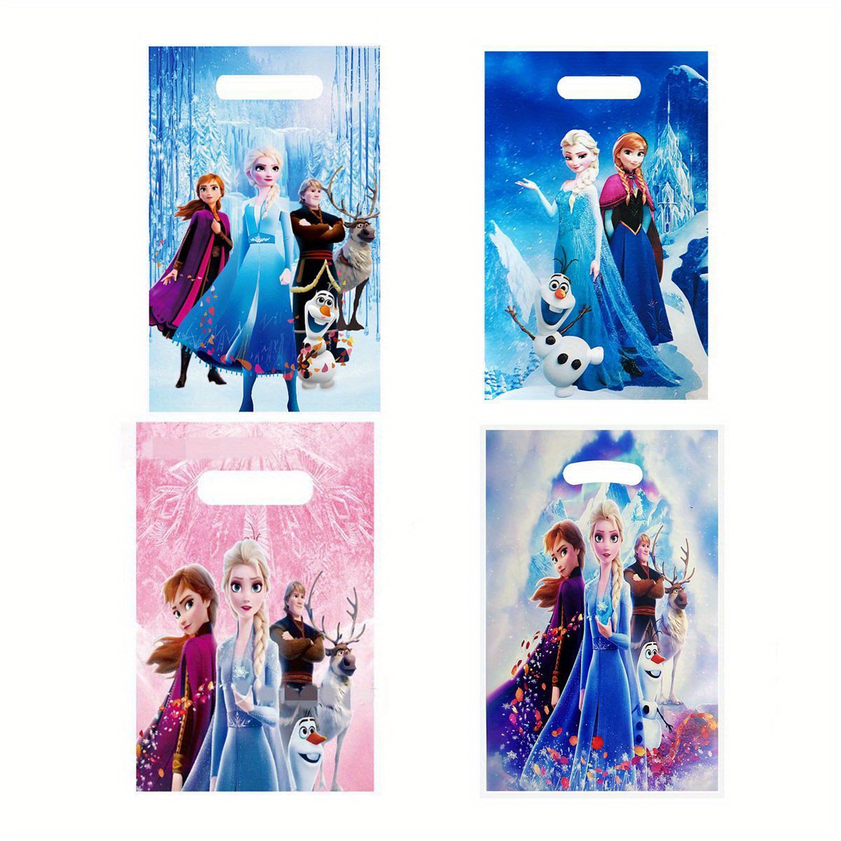 

Disney & Anna Party Favor Gift Bags - Pack Of 10 Cartoon Themed Plastic Candy Goodie Bags With Handles For Birthday And Return Gifts - Officially Licensed By Disney, Ume Plastic